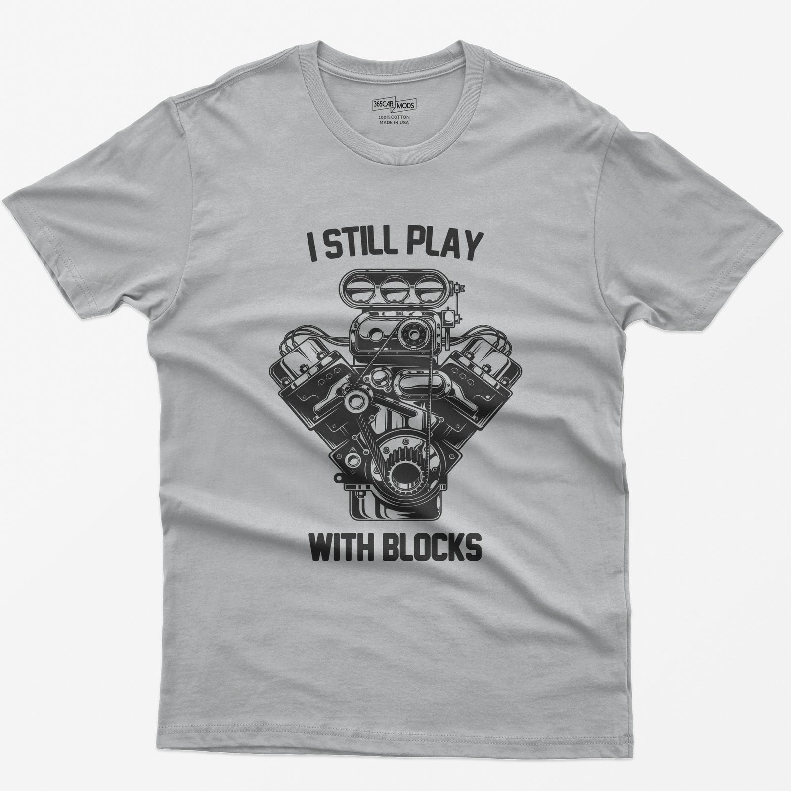 I Still Play With Blocks Funny Mechanic Car T-Shirt - Athletic Heather