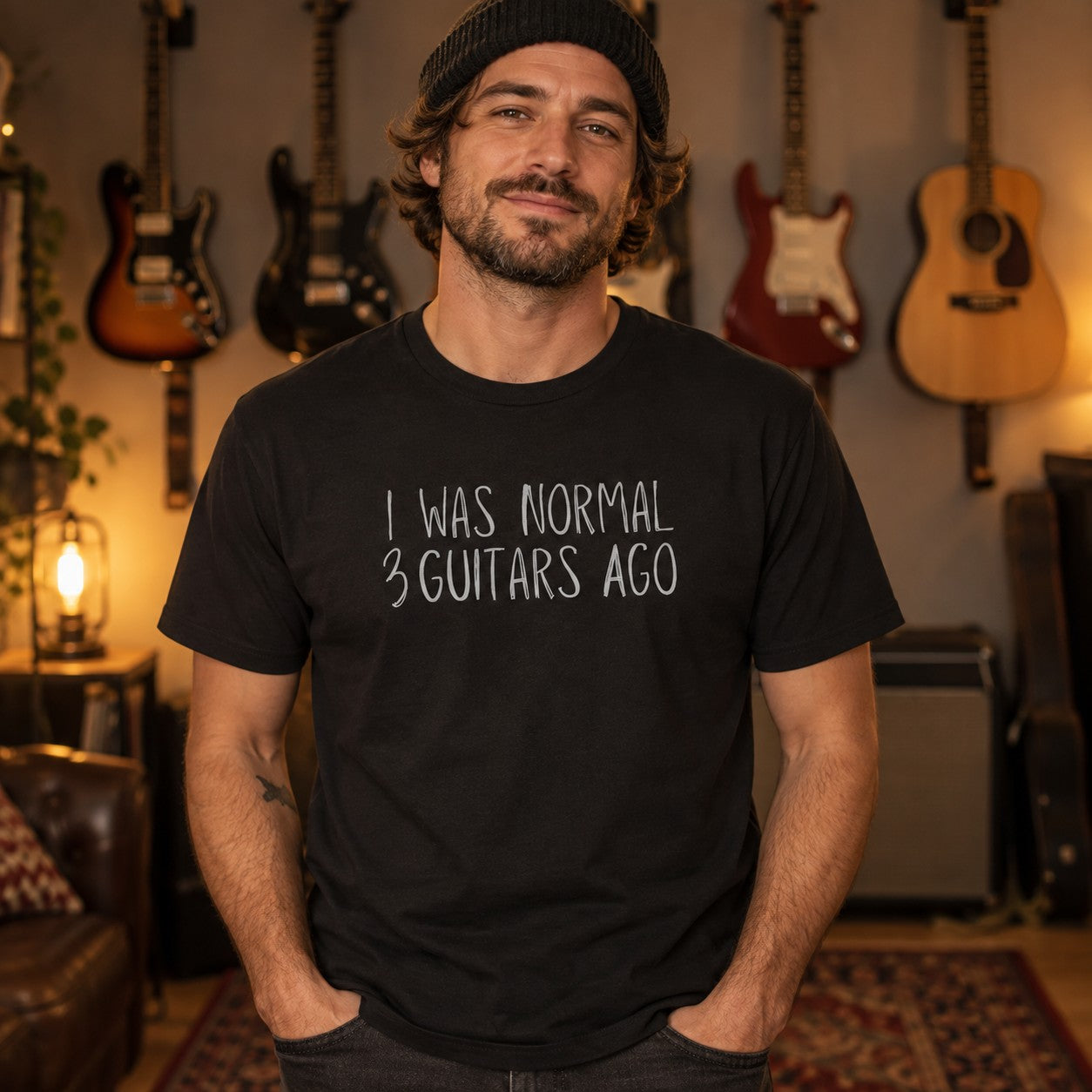 I Was Normal 3 Guitars Ago T-Shirt - lifestyle photo