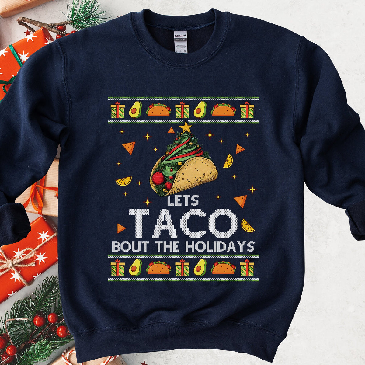 Taco Tree Christmas Sweatshirt - Navy