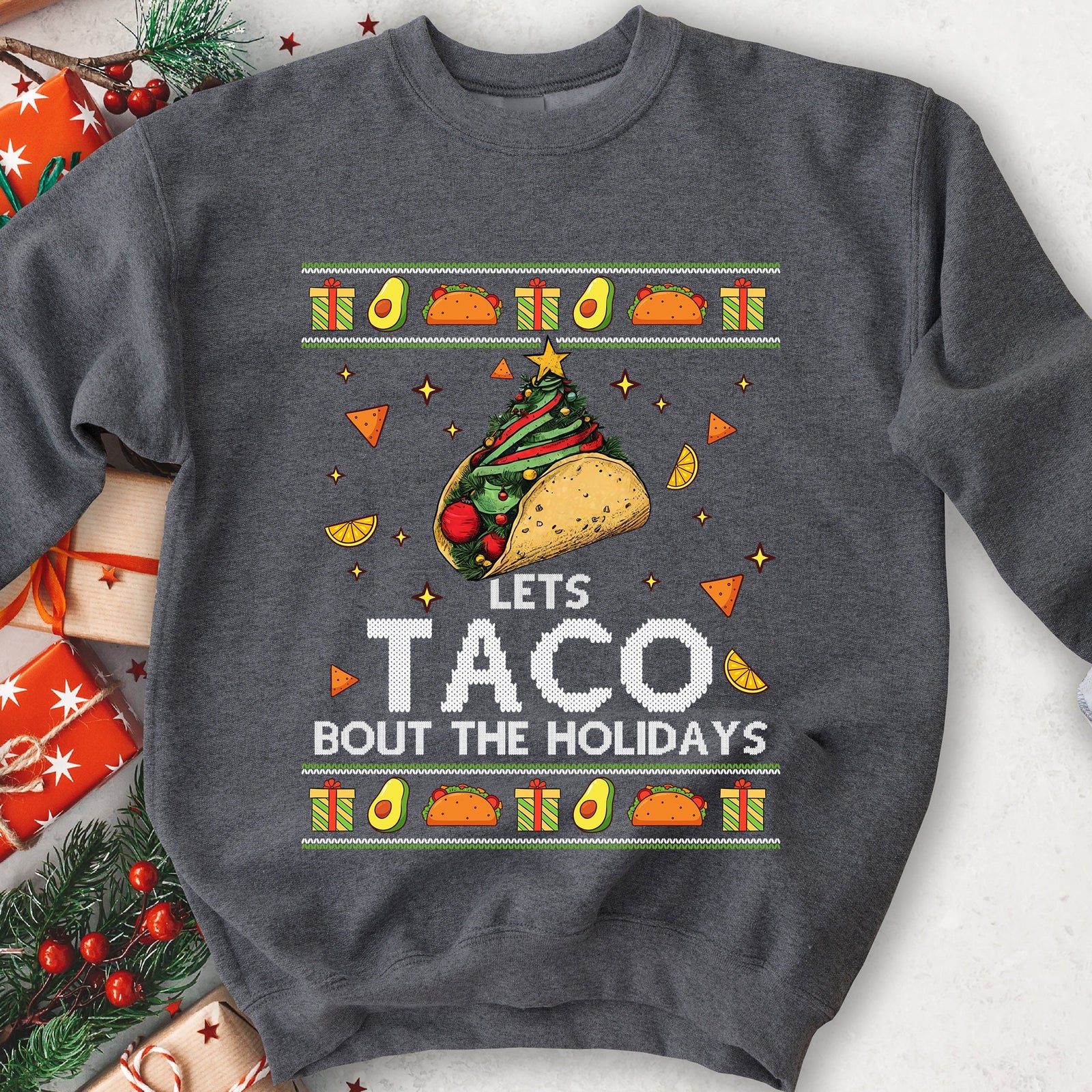 Taco Tree Christmas Sweatshirt - Dark Heather