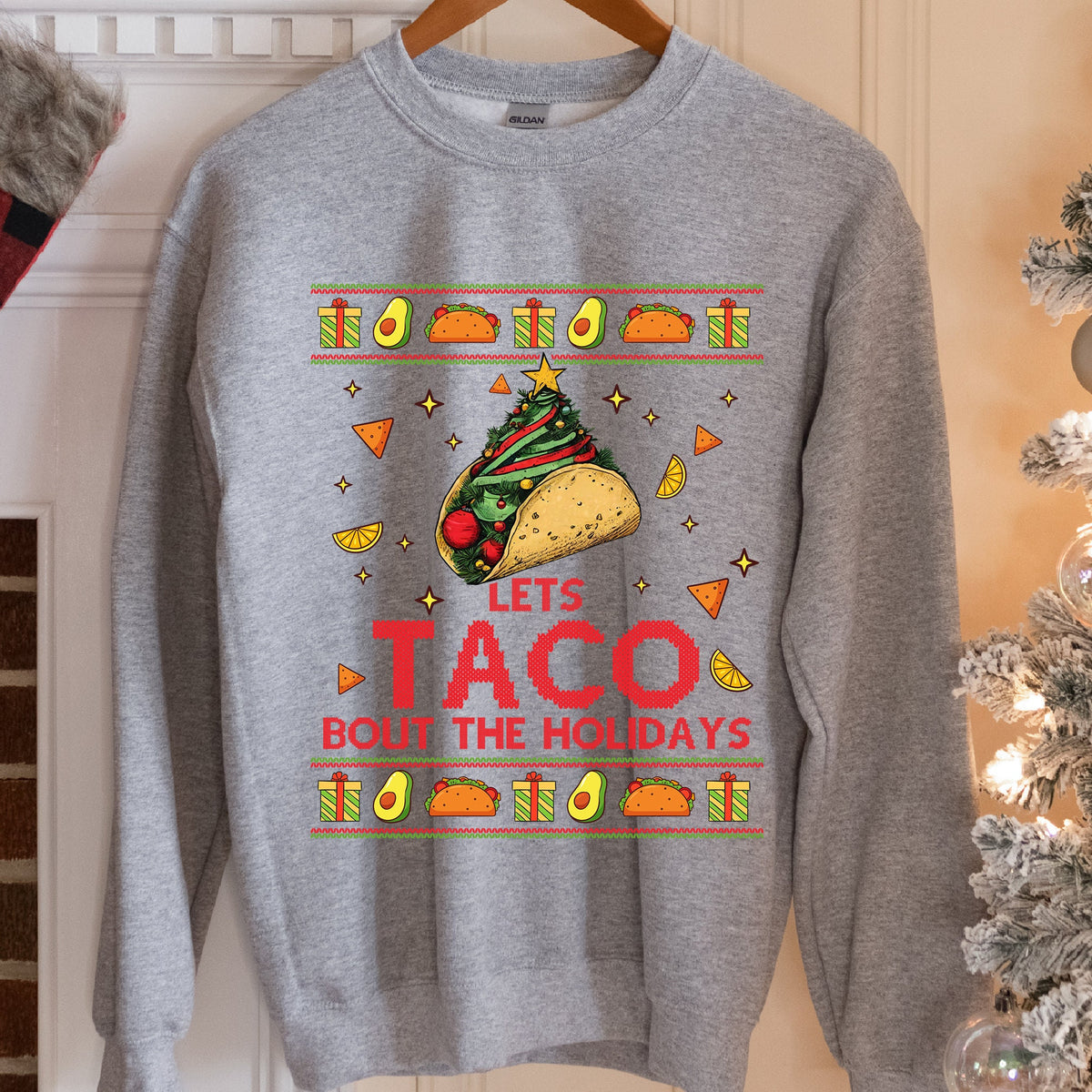 Taco Tree Christmas Sweatshirt - Sport Grey