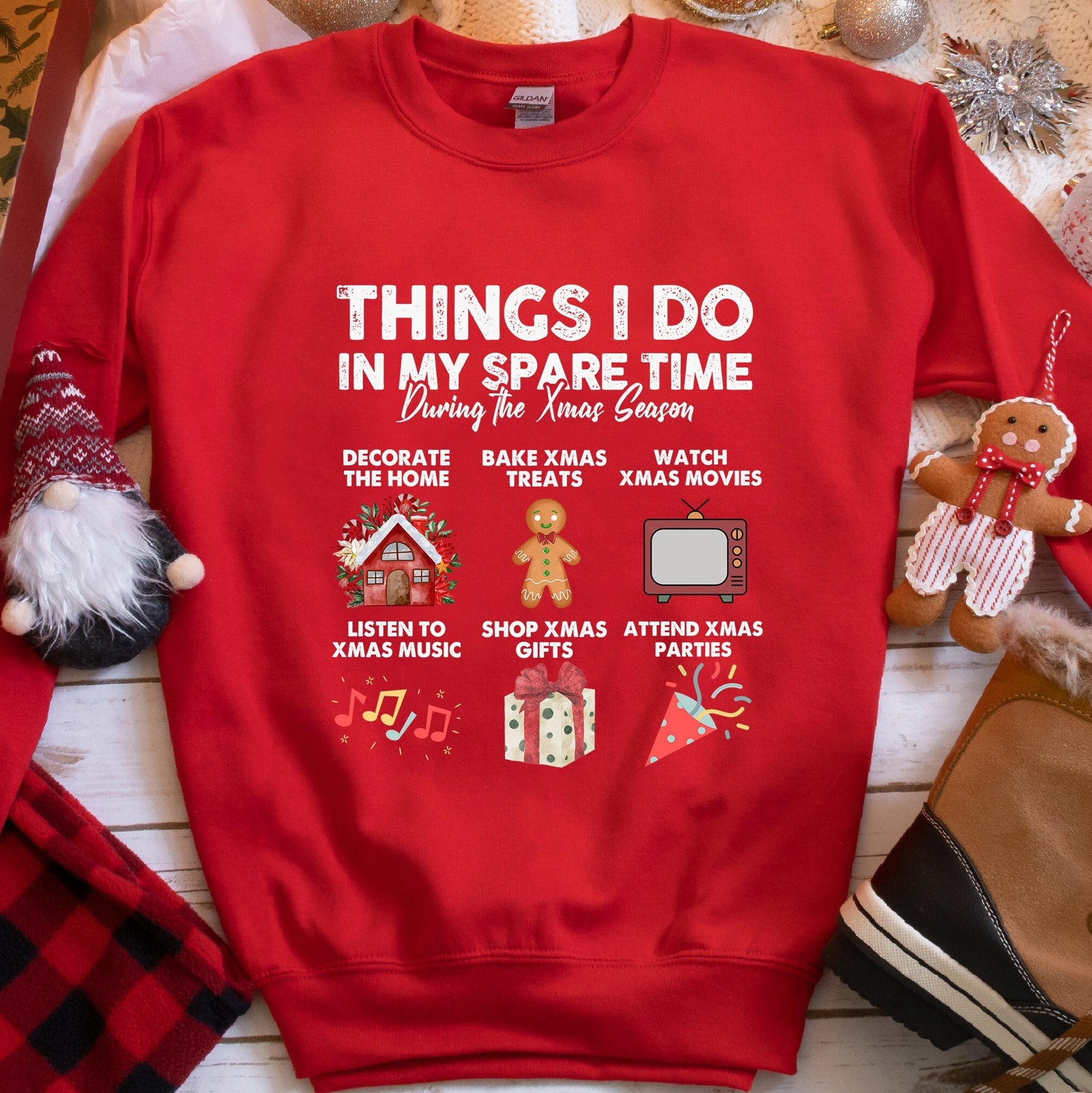 Things I Do In My Spare Time Christmas Sweatshirt - Red