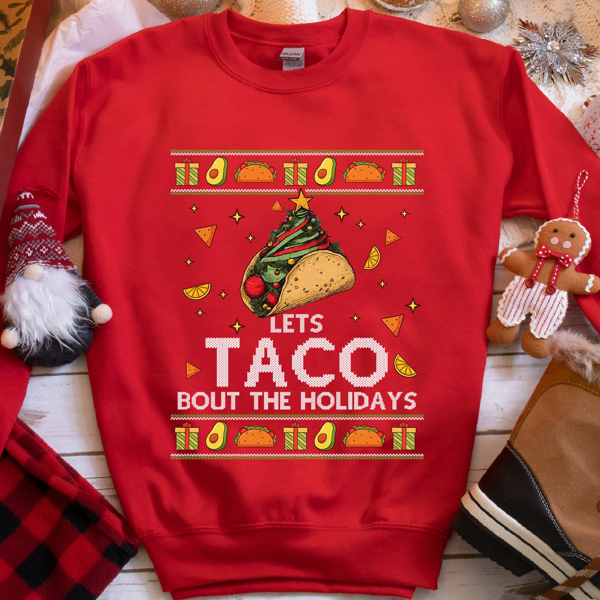 Taco Tree Christmas Sweatshirt - Red