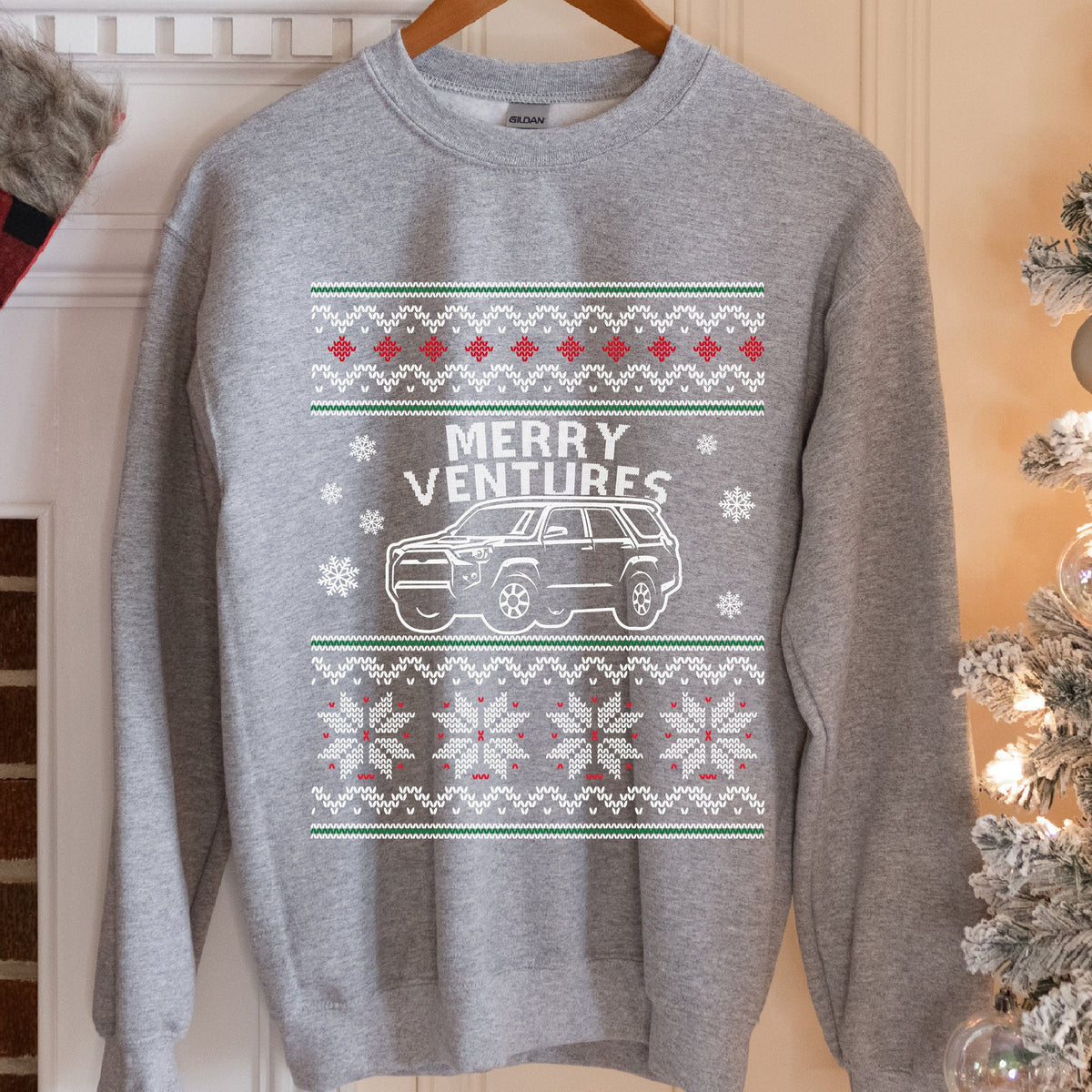 Merry Ventures Off-Road SUV Christmas Sweatshirt - Sport Grey