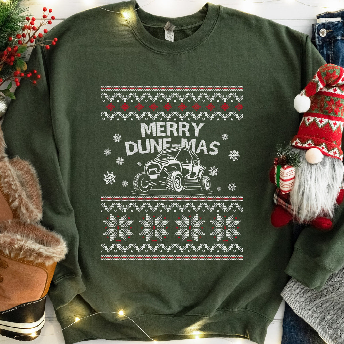 Merry Dune-mas UTV Christmas Sweatshirt - Military Green