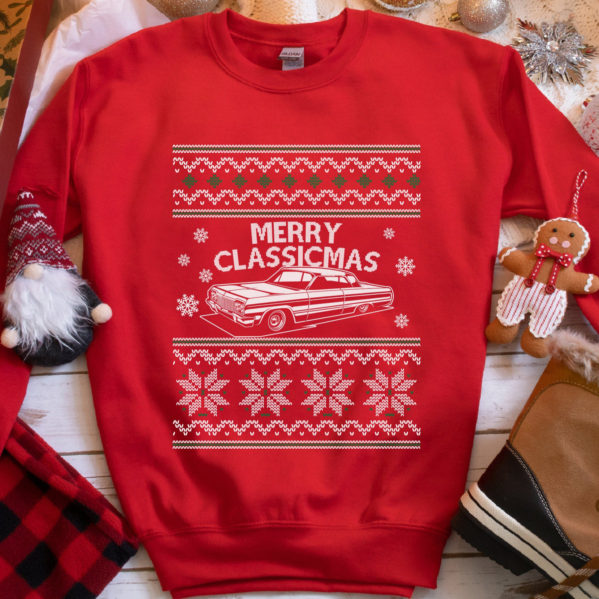 Merry Classicmas Lowrider Christmas Sweatshirt - Red
