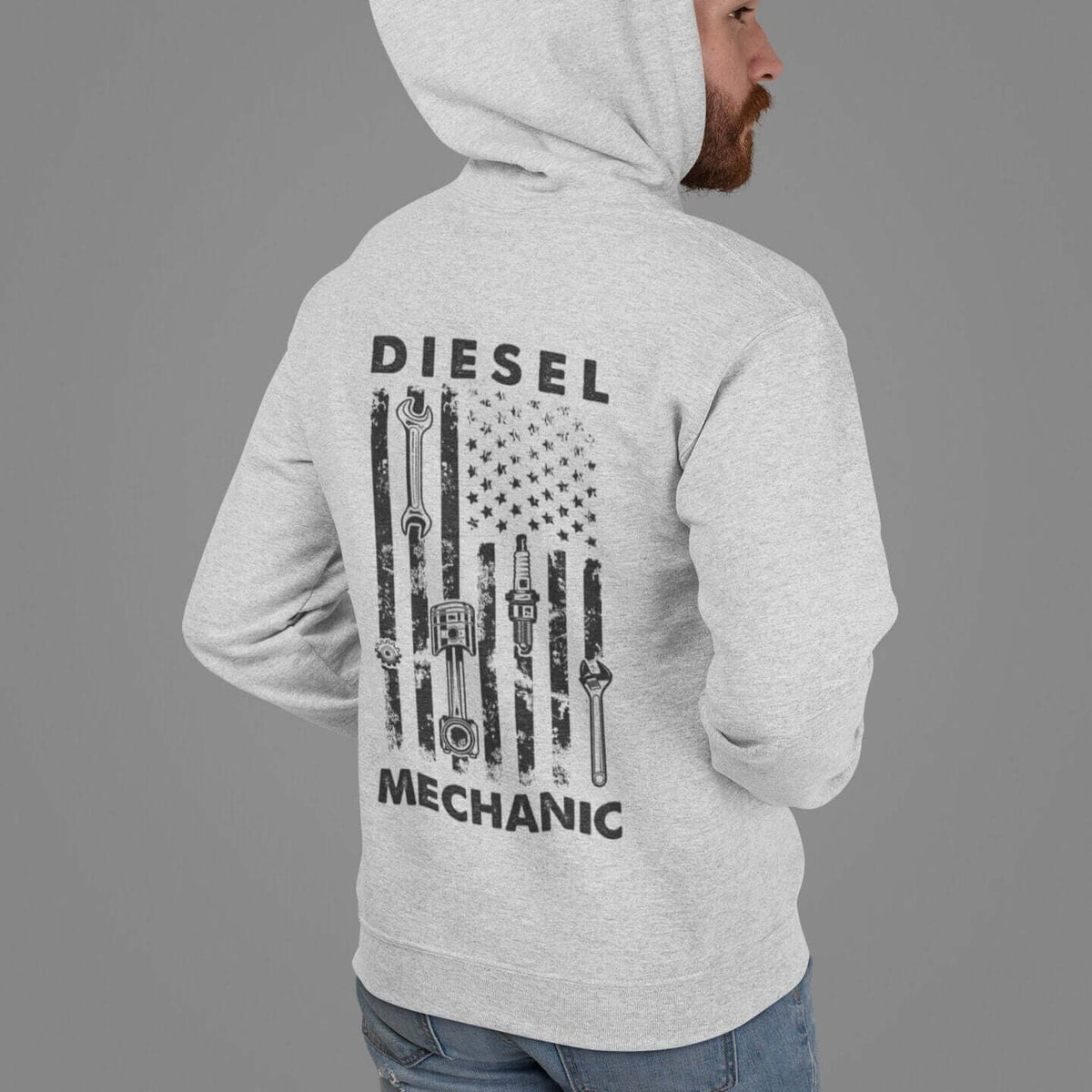 Diesel Mechanic Flag hoodie - back print