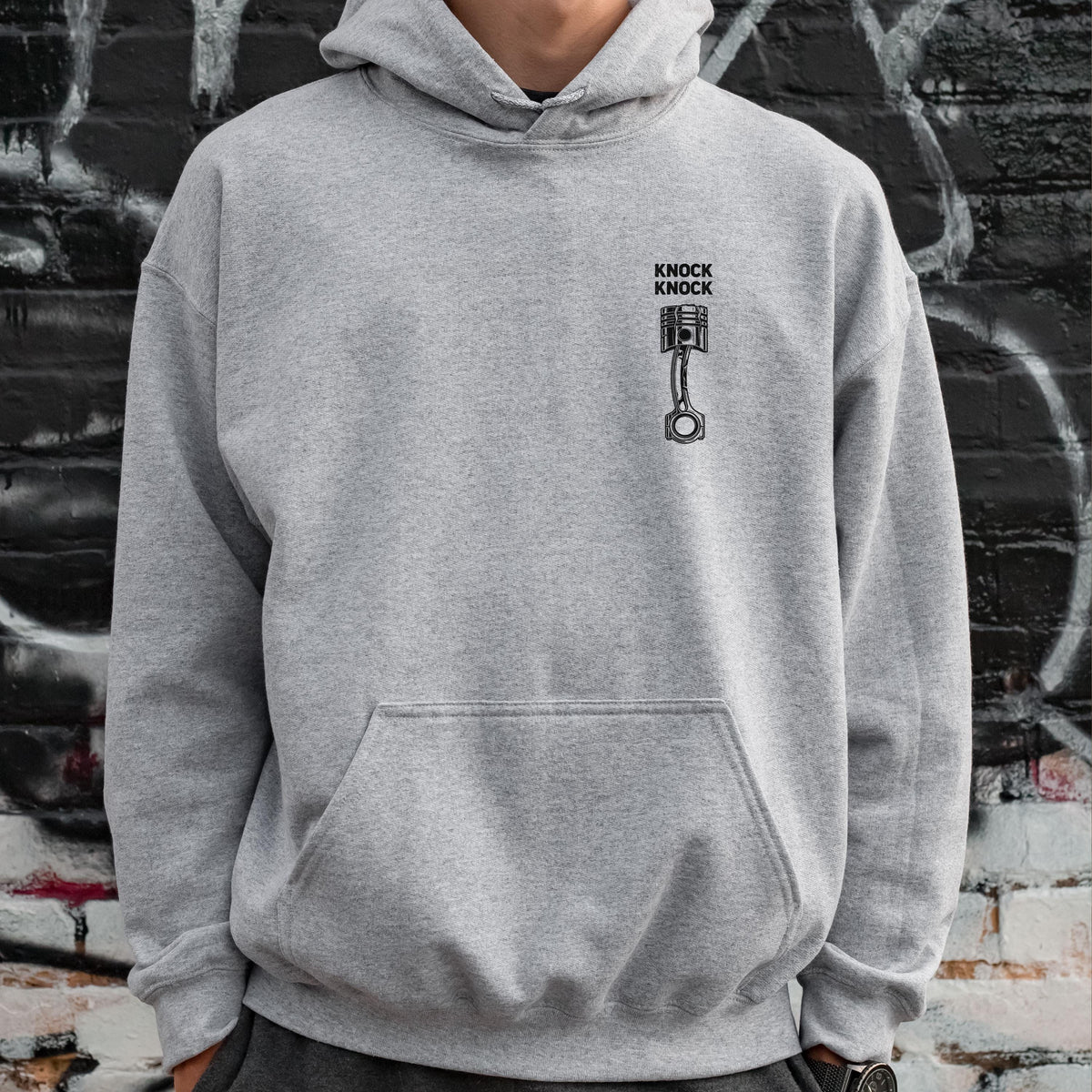 Knock Knock Piston hoodie - lifestyle photo