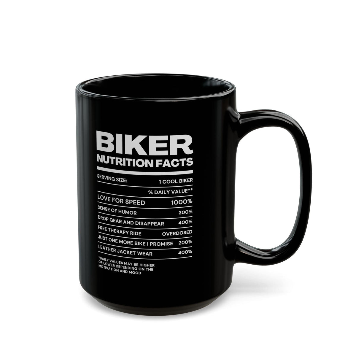 Biker Nutrition Facts Coffee Mug | Funny Motorcycle Rider Gift