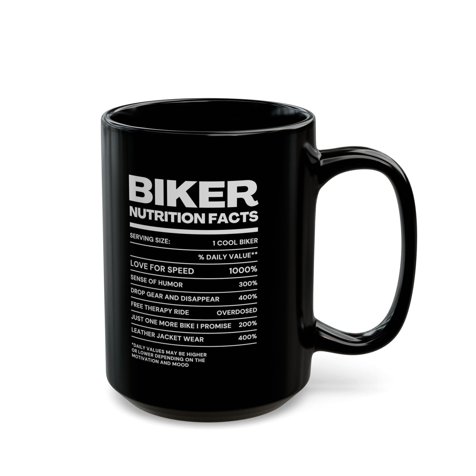 Biker Nutrition Facts Coffee Mug | Funny Motorcycle Rider Gift
