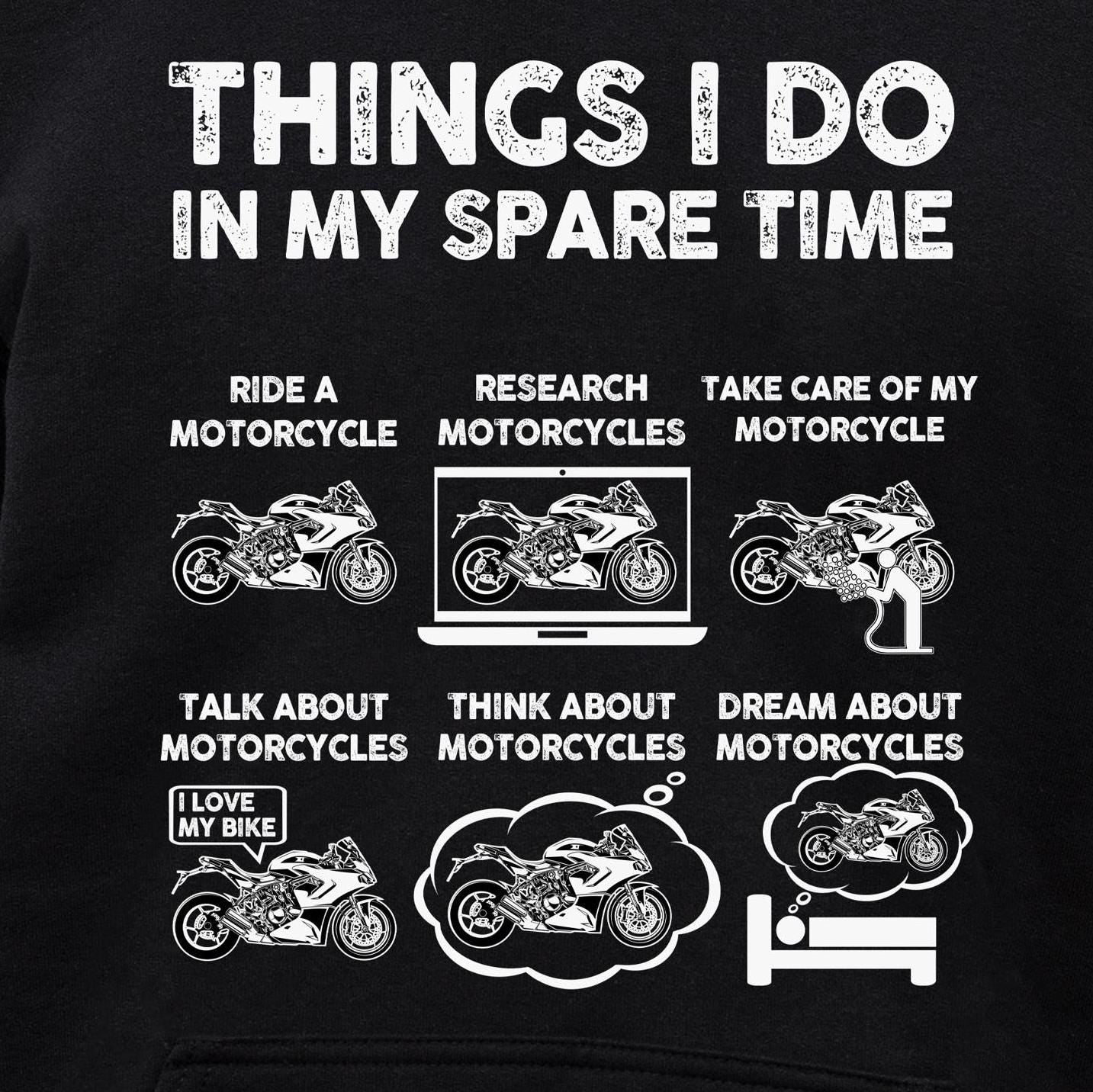 Things I Do In My Spare Time Motorcycle hoodie - print close-up