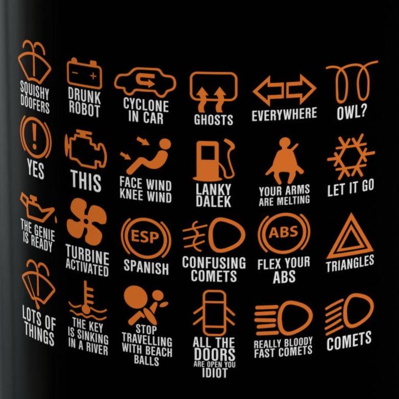 Dashboard Icons Coffee Mug | Funny Car Enthusiast Gift