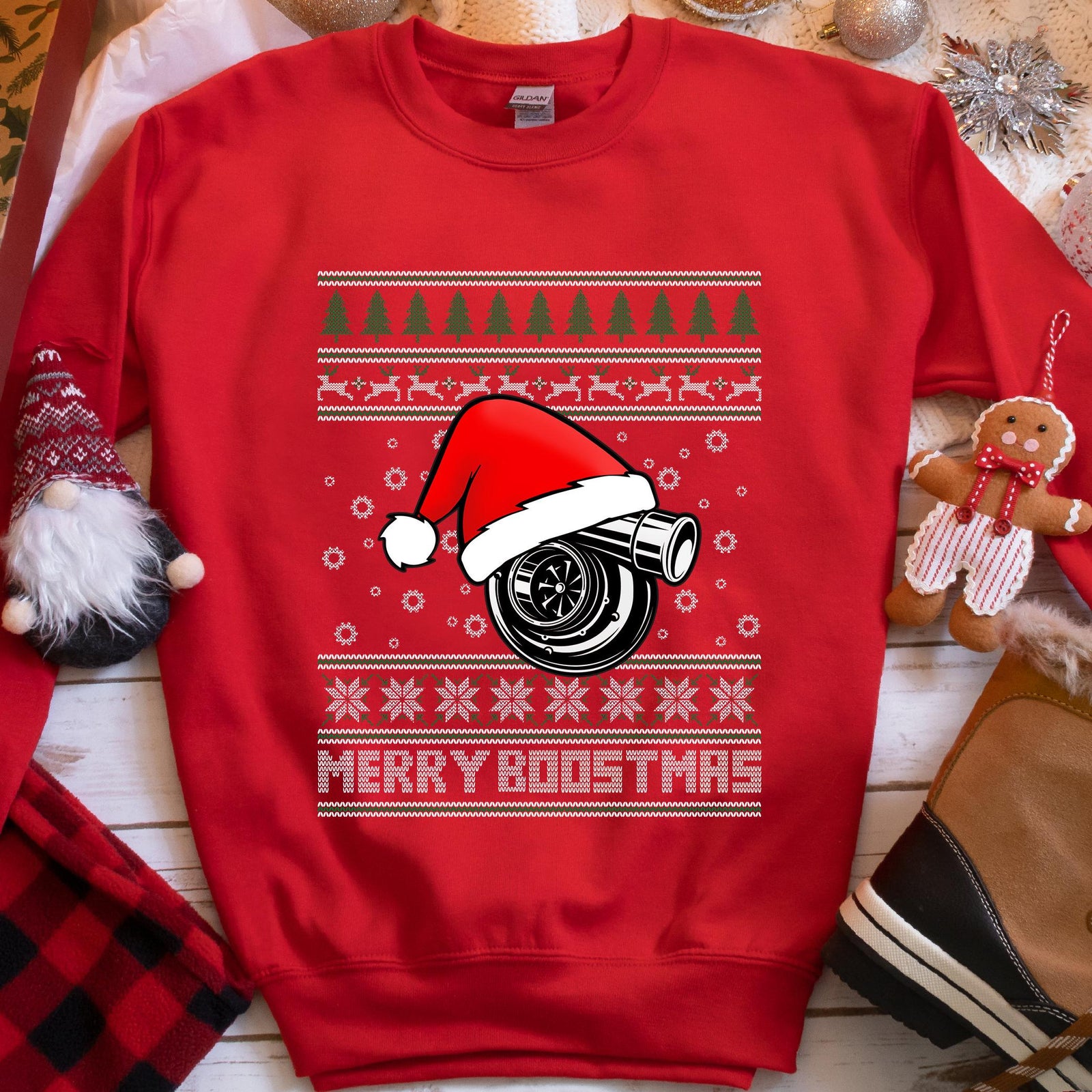 Merry Boostmas Ugly Christmas Sweatshirt, view 2