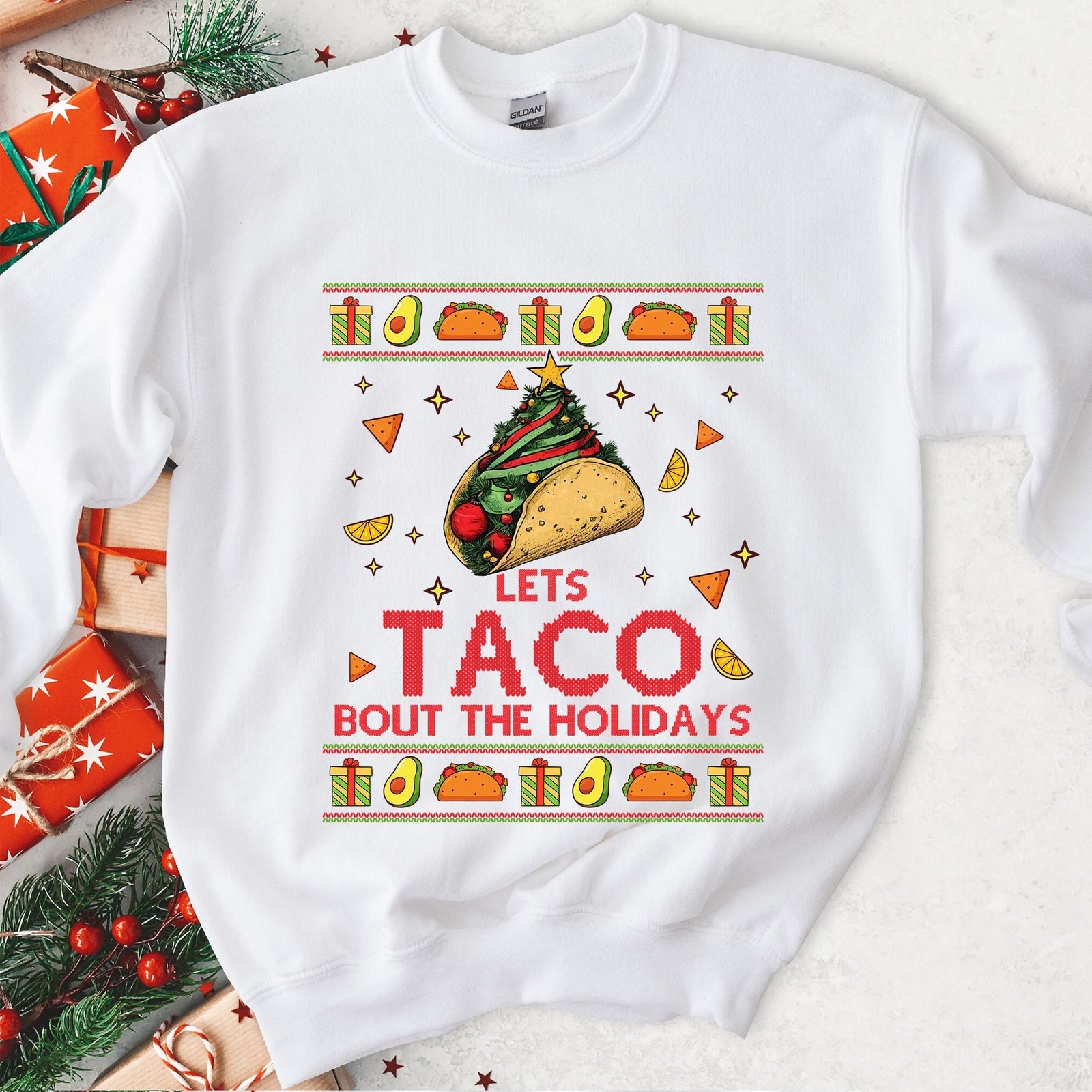 Taco Tree Christmas Sweatshirt - White