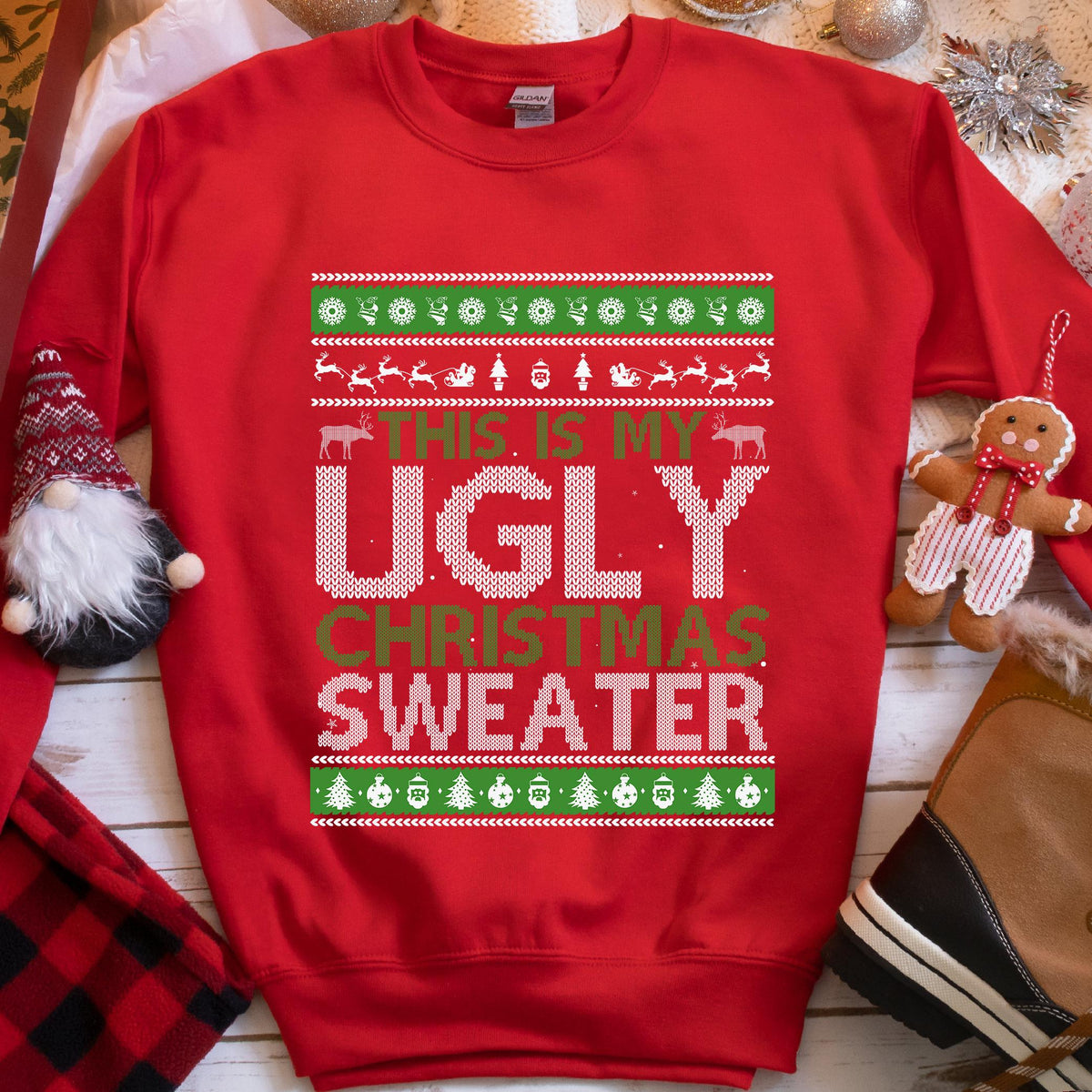 This Is My Ugly Christmas Sweater Sweatshirt - Red