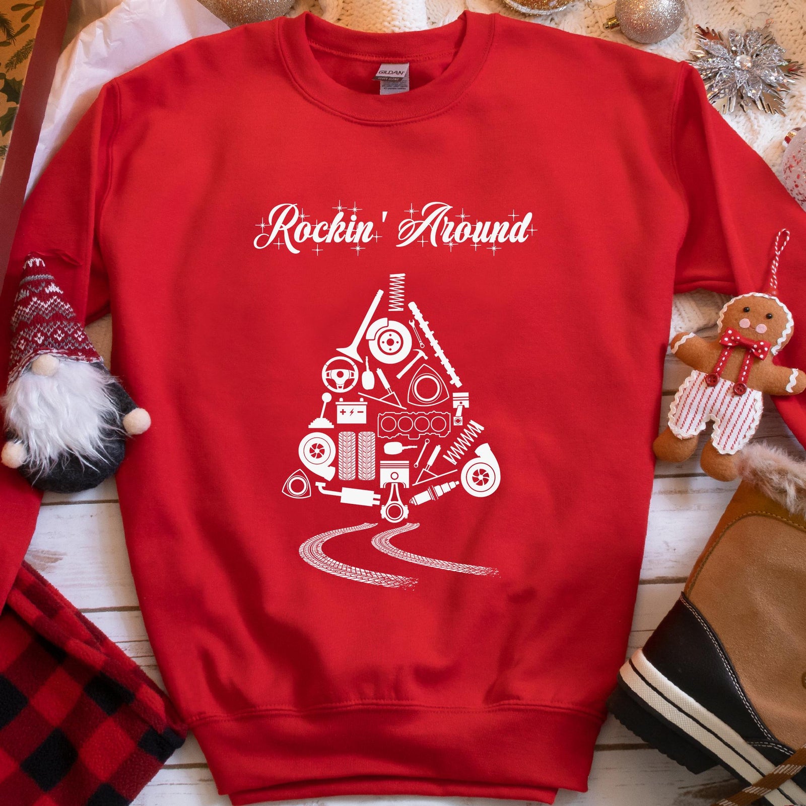 Car Parts Christmas Tree Sweatshirt, view 4