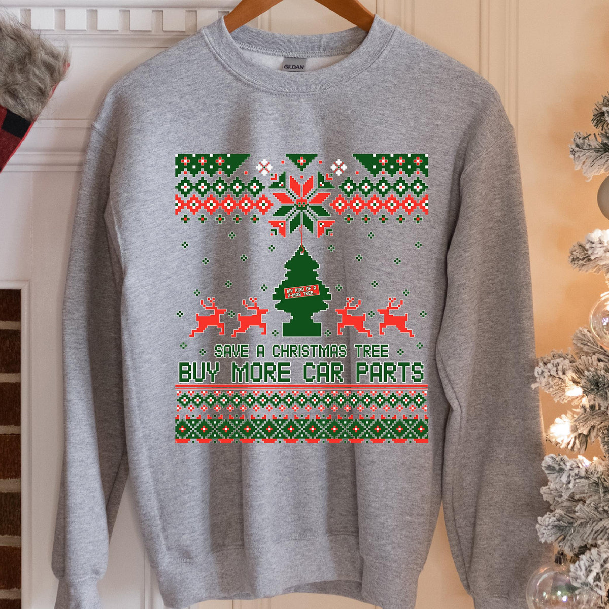 Save a Christmas Tree Buy More Car Parts Sweatshirt, view 4