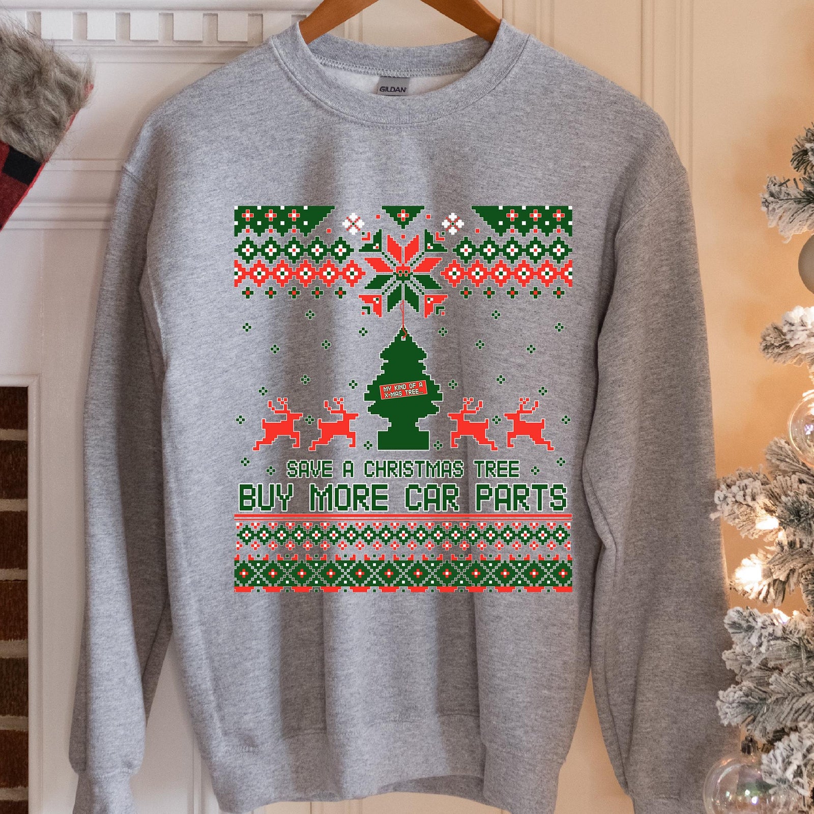 Save a Christmas Tree Buy More Car Parts Sweatshirt, view 4