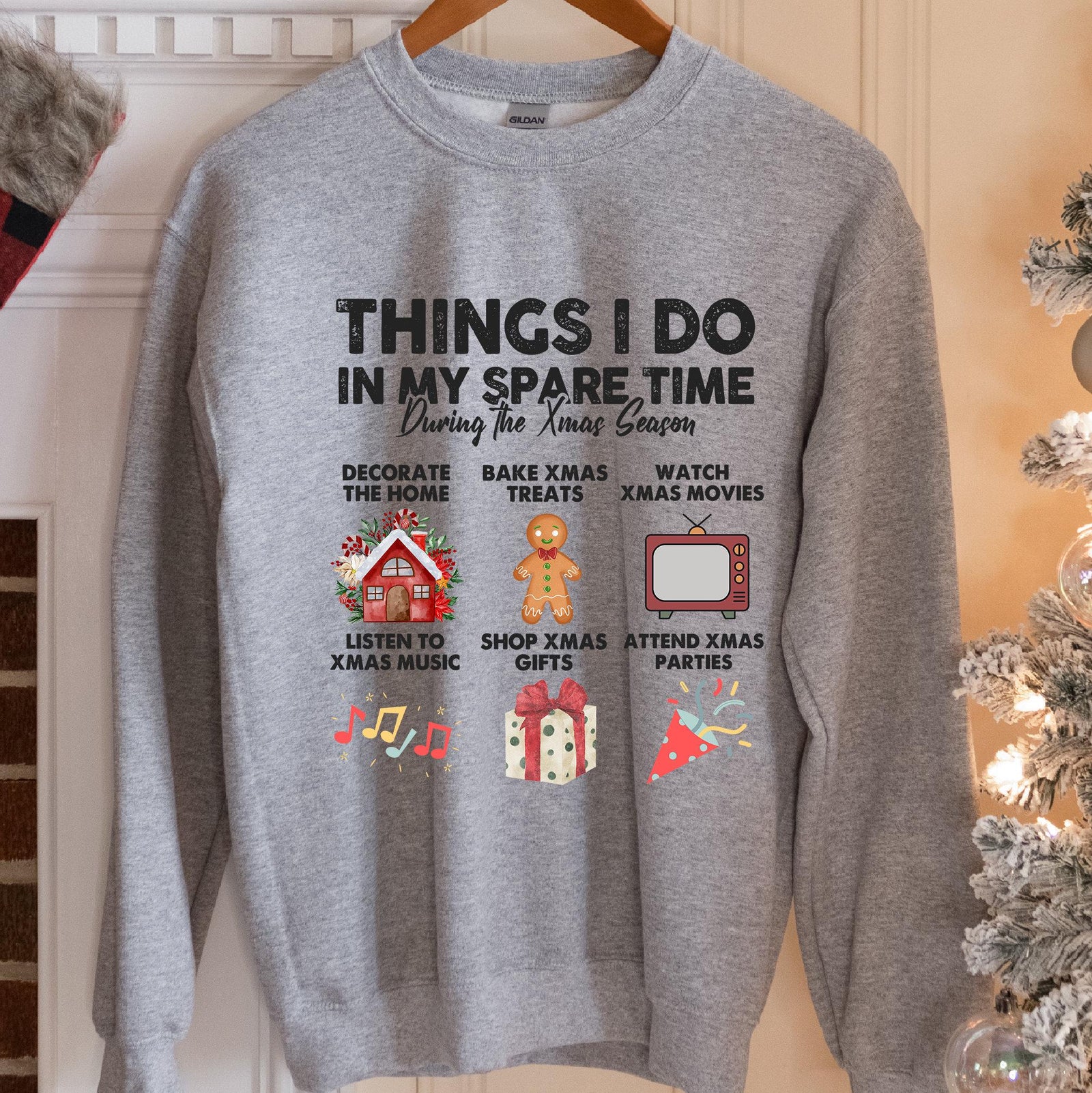 Things I Do In My Spare Time Christmas Sweatshirt - Sport Grey