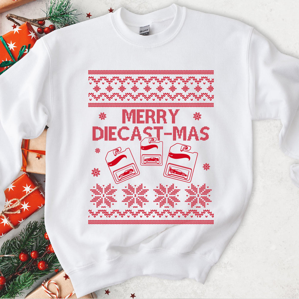 Merry Diecast-Mas Ugly Christmas Sweatshirt, view 10