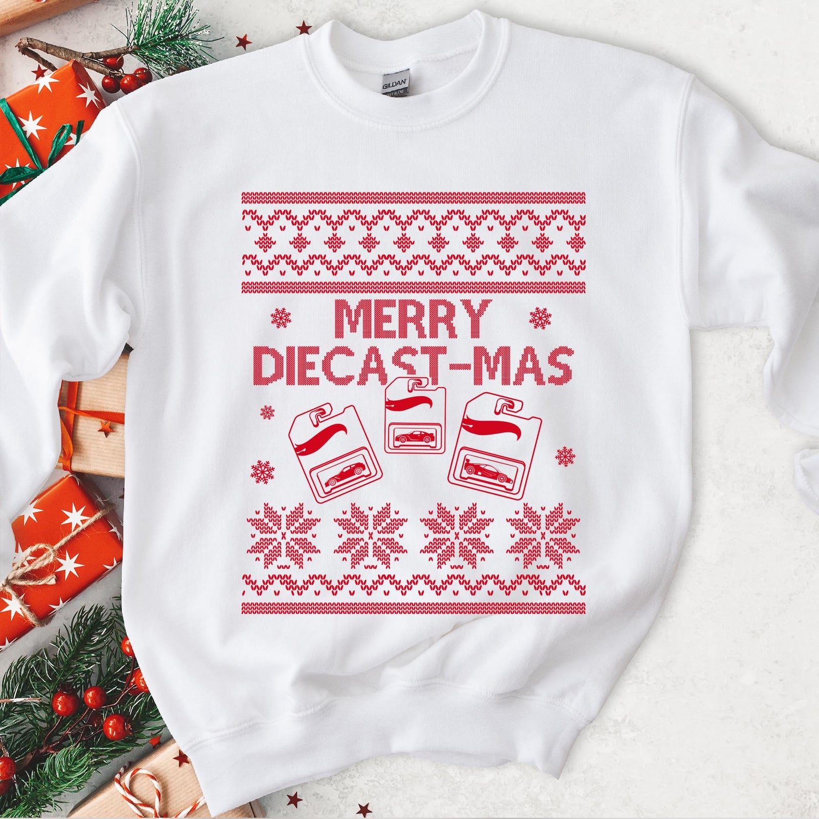 Merry Diecast-Mas Ugly Christmas Sweatshirt, view 10