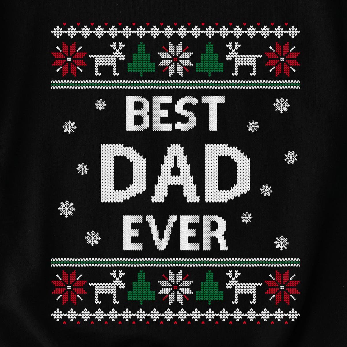 Best Dad Ever Ugly Christmas Sweatshirt design close-up