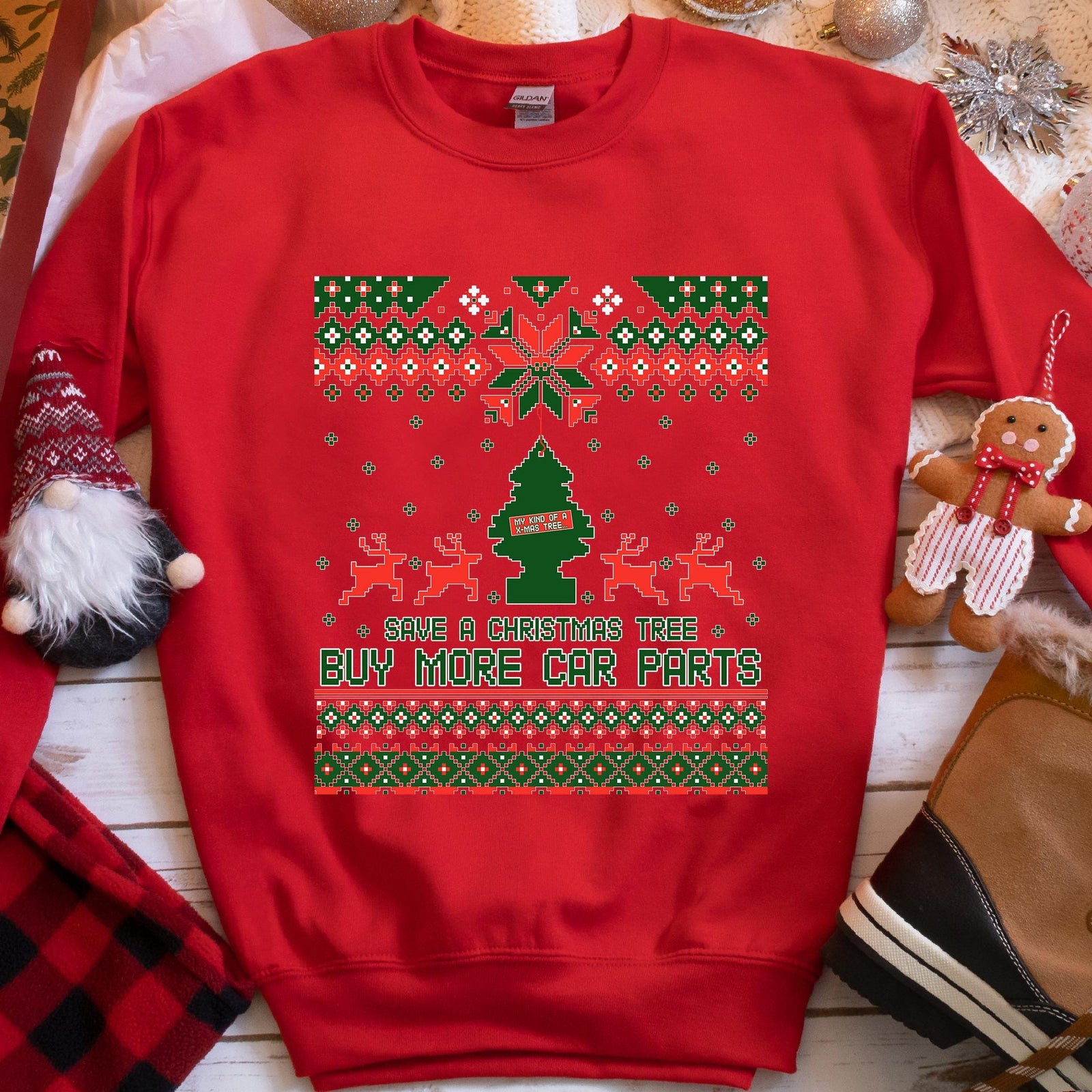 Save a Christmas Tree Buy More Car Parts Sweatshirt, view 7