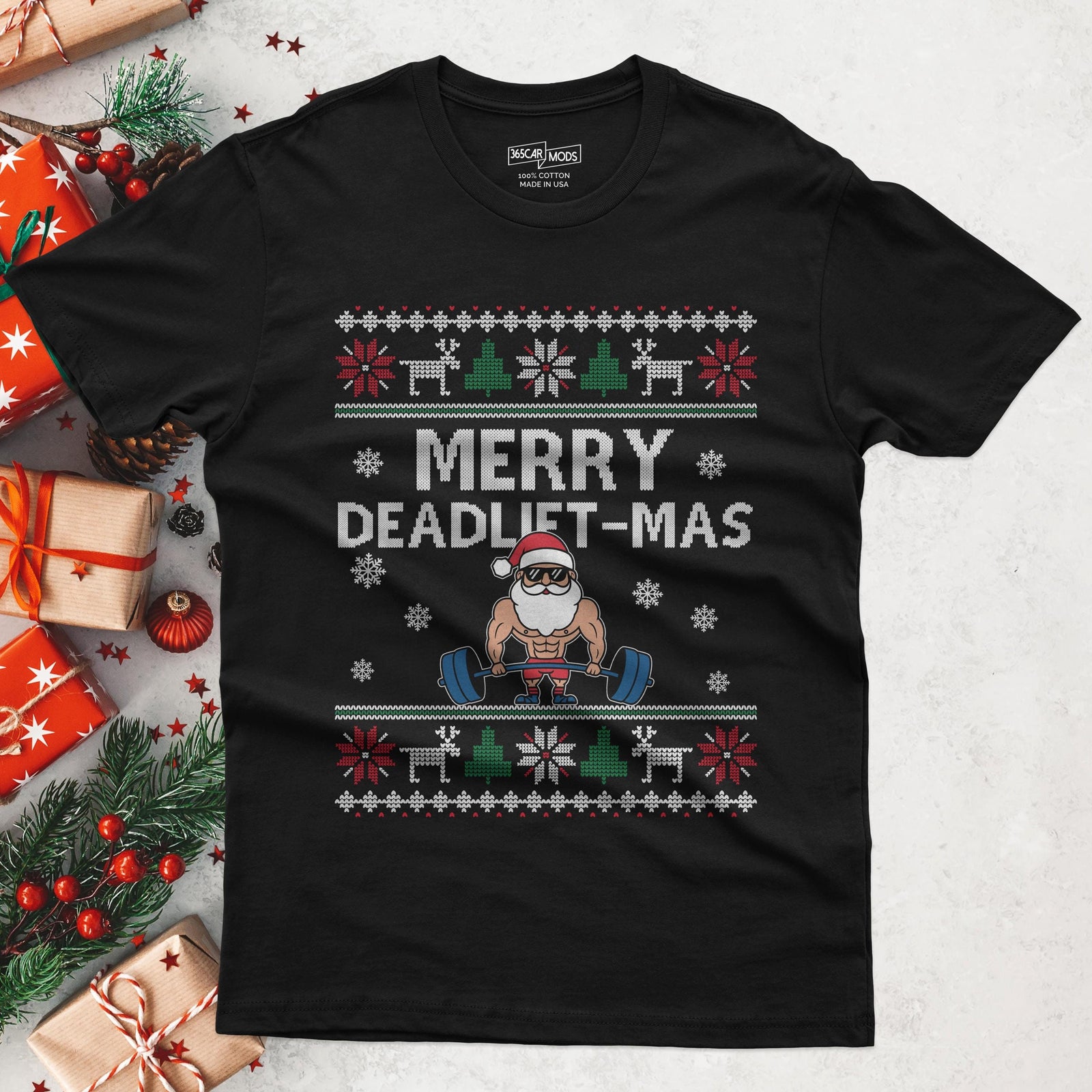 Merry Deadlift-Mas Santa Christmas T-Shirt - lifestyle photo