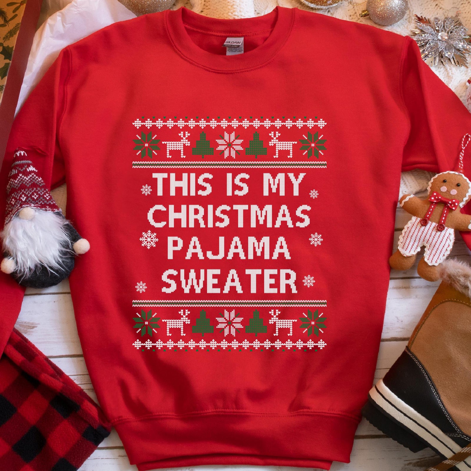 This Is My Christmas Pajama Sweater Sweatshirt - Red