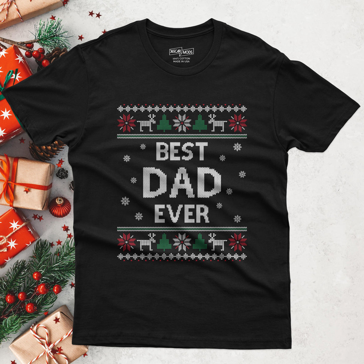 Best Dad Ever Ugly Christmas T-Shirt - lifestyle photo