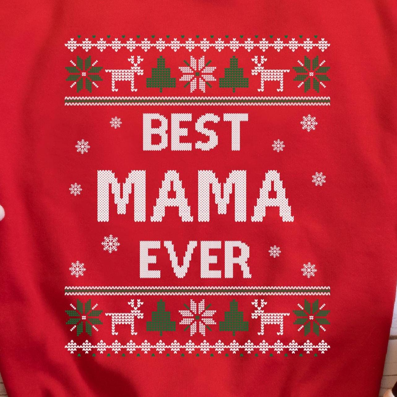 Best Mama Ever Ugly Christmas Sweatshirt - Red