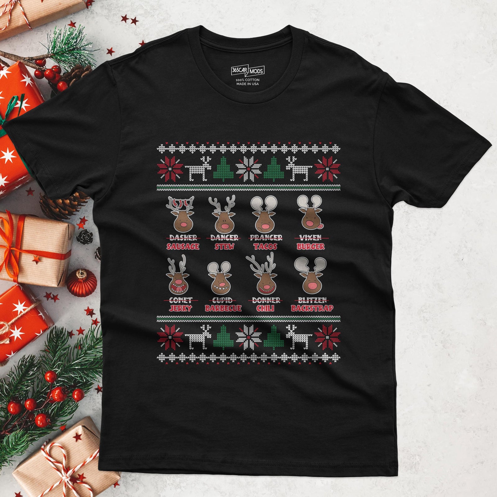 Reindeer Menu Deer Hunting Christmas T-Shirt - lifestyle photo