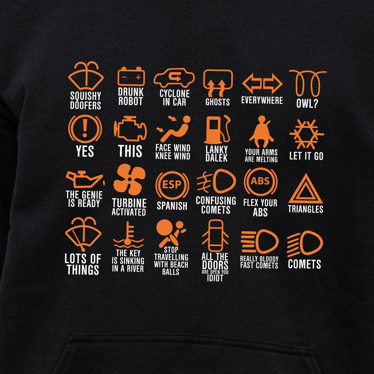 Dashboard Warning Lights Explained hoodie - print close-up