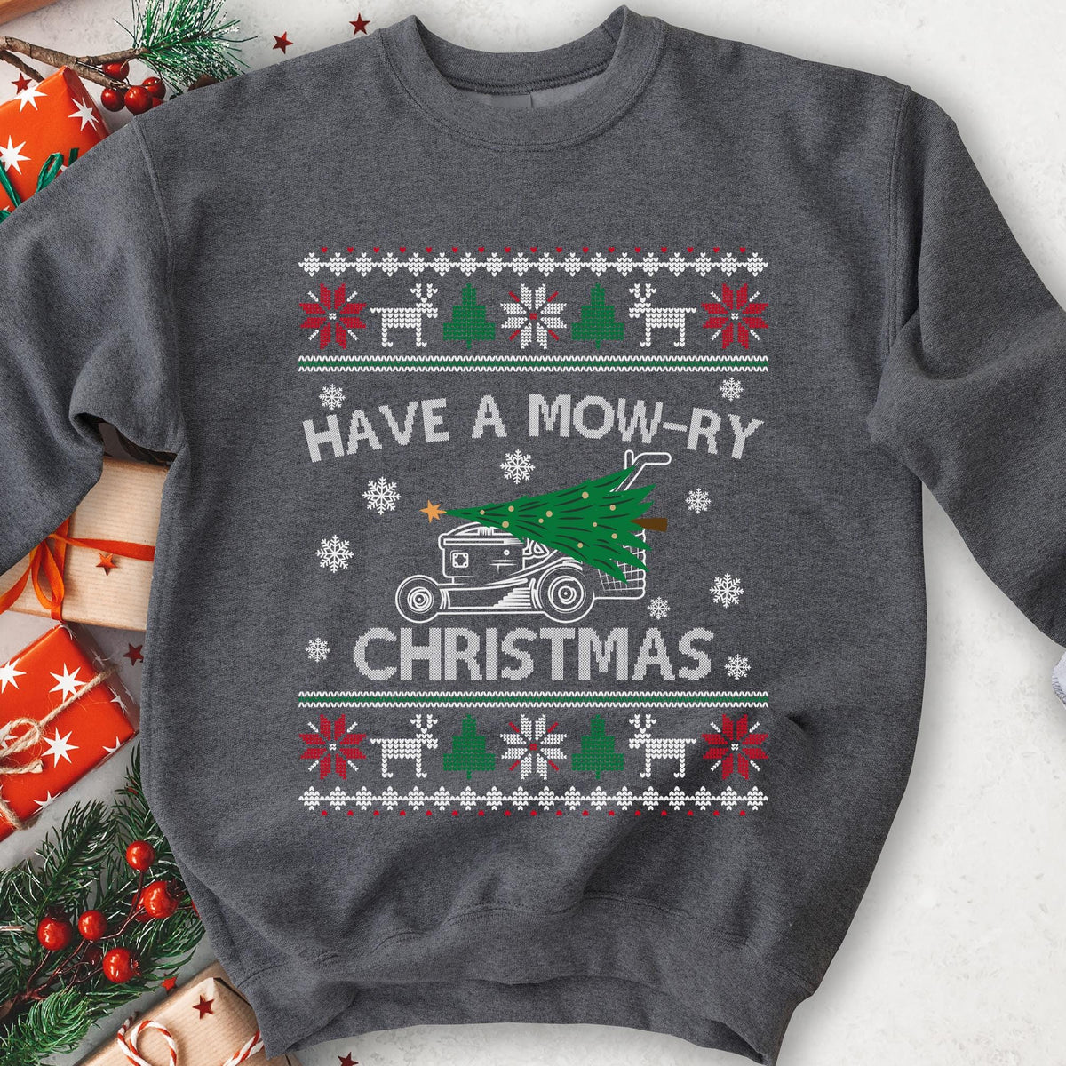 Have a Mow-ry Christmas Sweatshirt - Charcoal