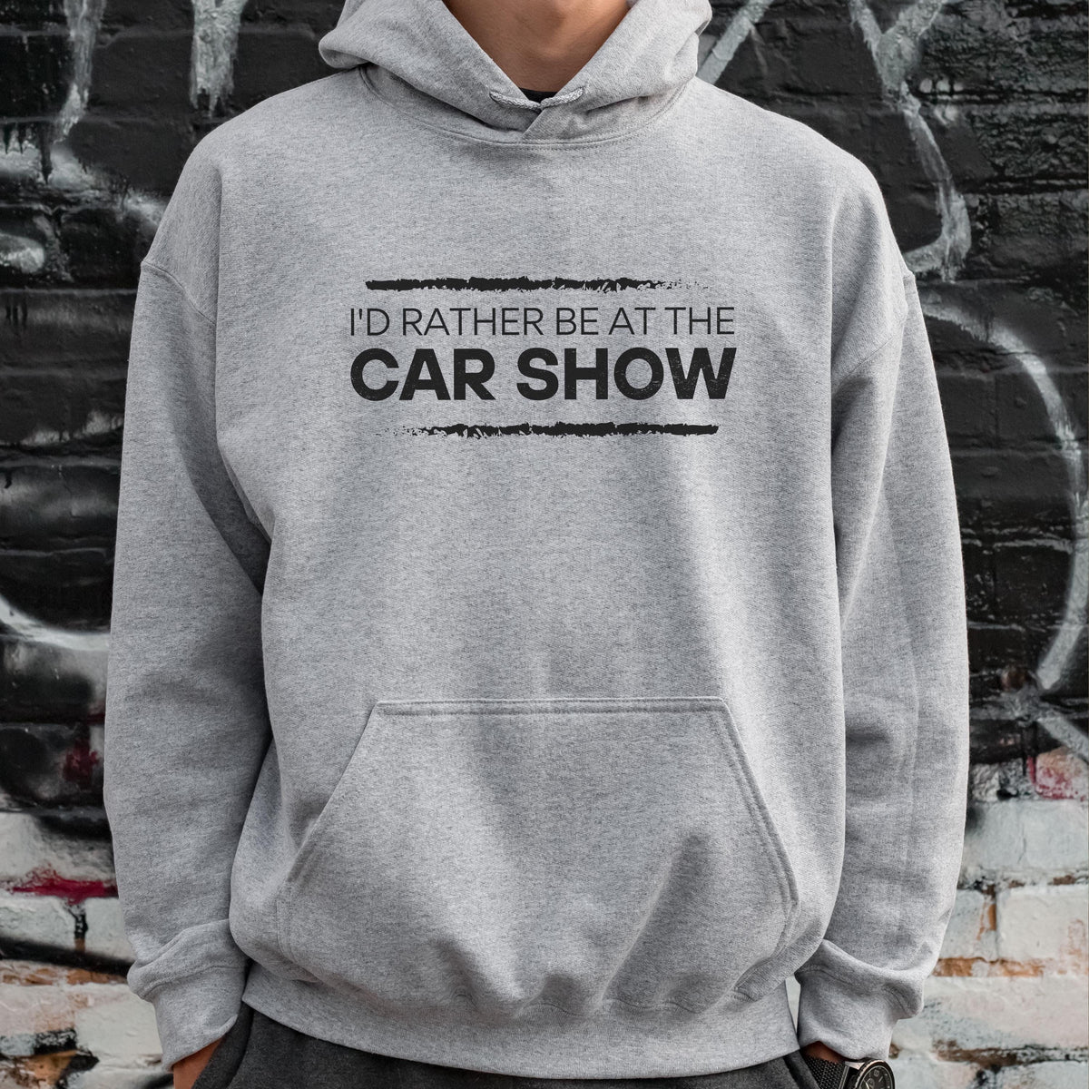 I'd Rather Be at the Car Show hoodie - lifestyle photo