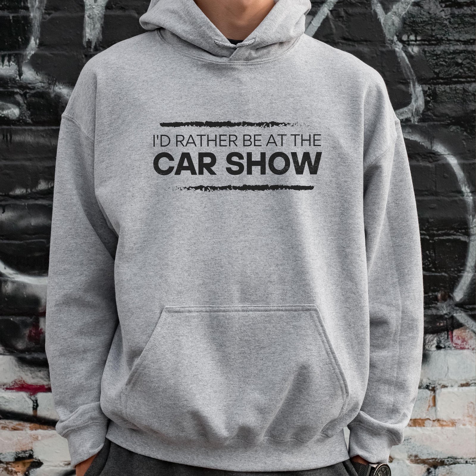 I'd Rather Be at the Car Show hoodie - lifestyle photo