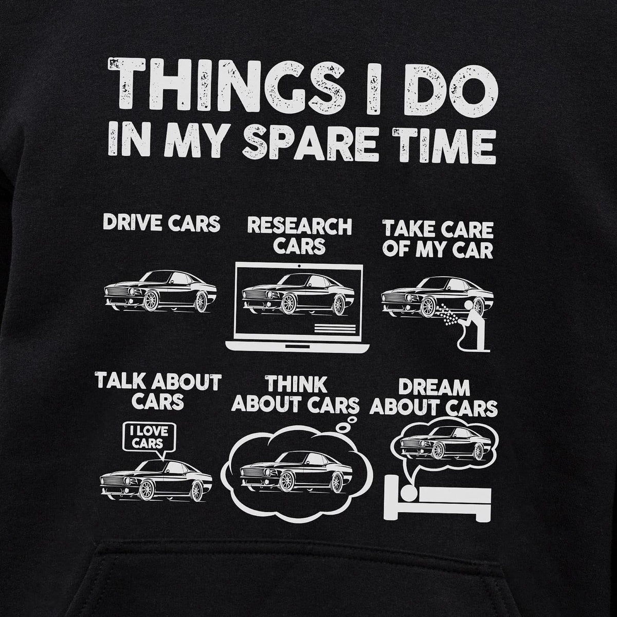 Things I Do In My Spare Time Cars hoodie - print close-up