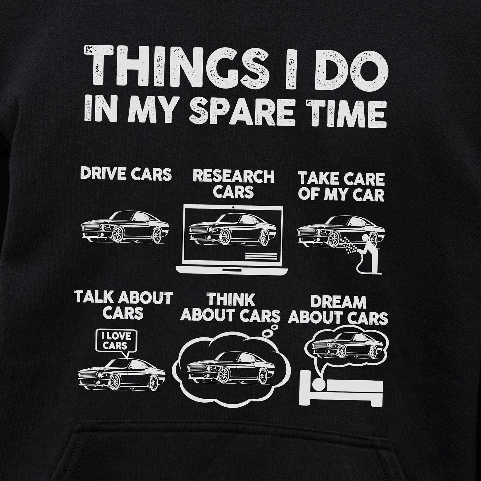 Things I Do In My Spare Time Cars hoodie - print close-up