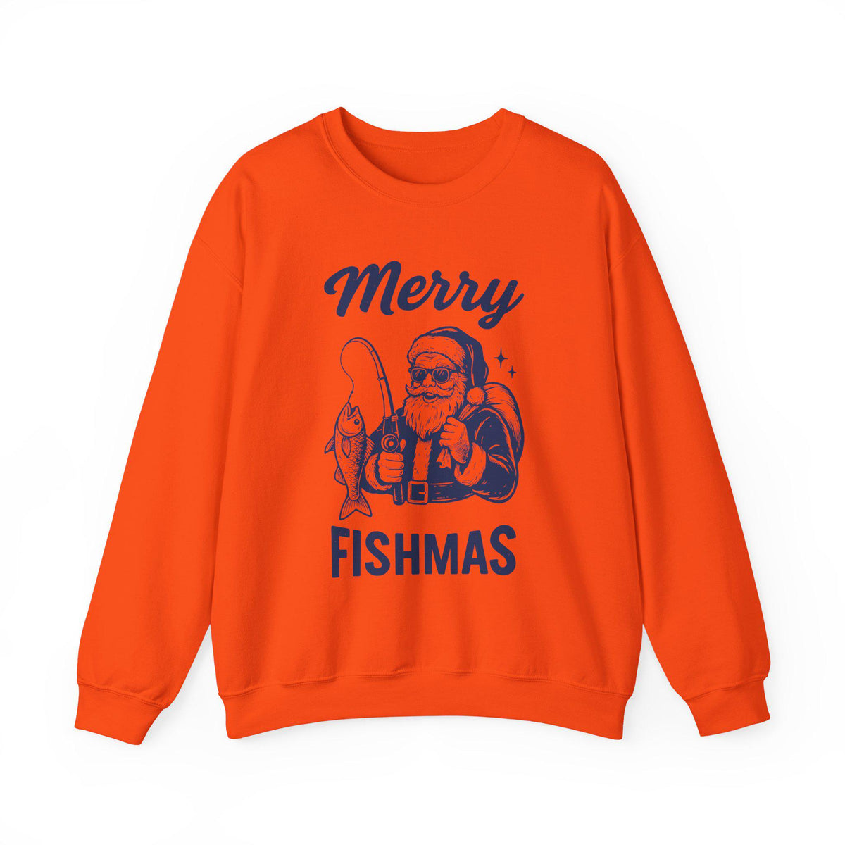 Merry Fishmas Santa Fishing Christmas Sweatshirt - Orange