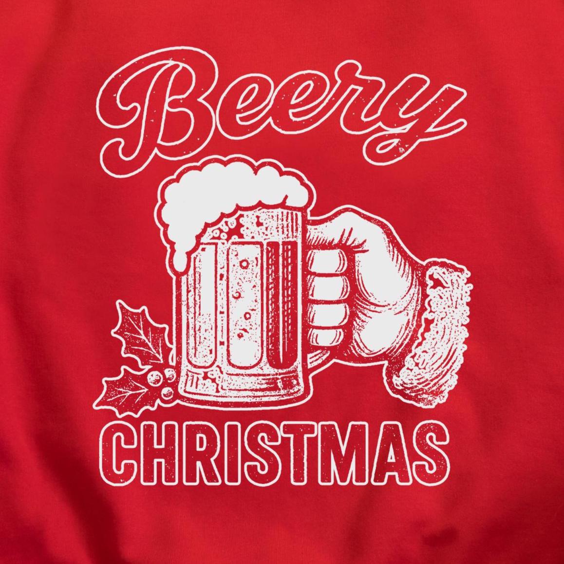 Beery Christmas Santa Beer Mug Sweatshirt - Red