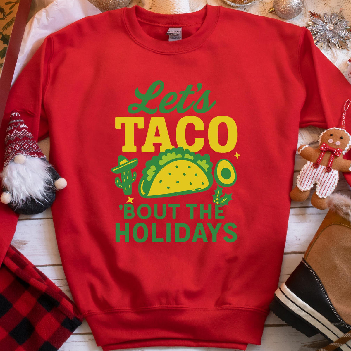Let's Taco 'Bout the Holidays Sweatshirt - Red