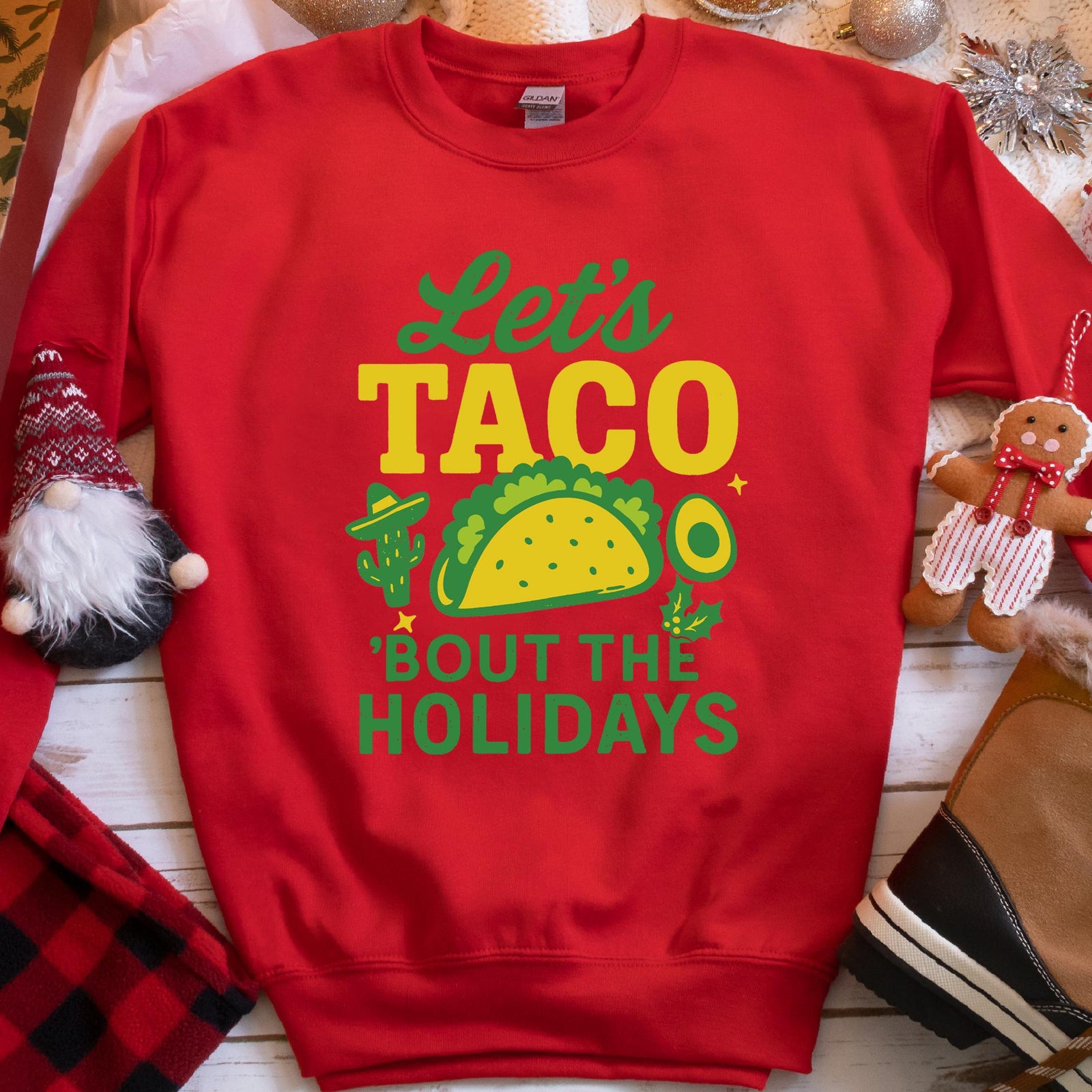 Let's Taco 'Bout the Holidays Sweatshirt - Red