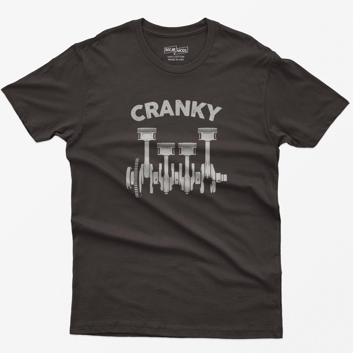 Cranky Minimalist Mechanic T-Shirt | Small Chest Print Crankshaft Tee