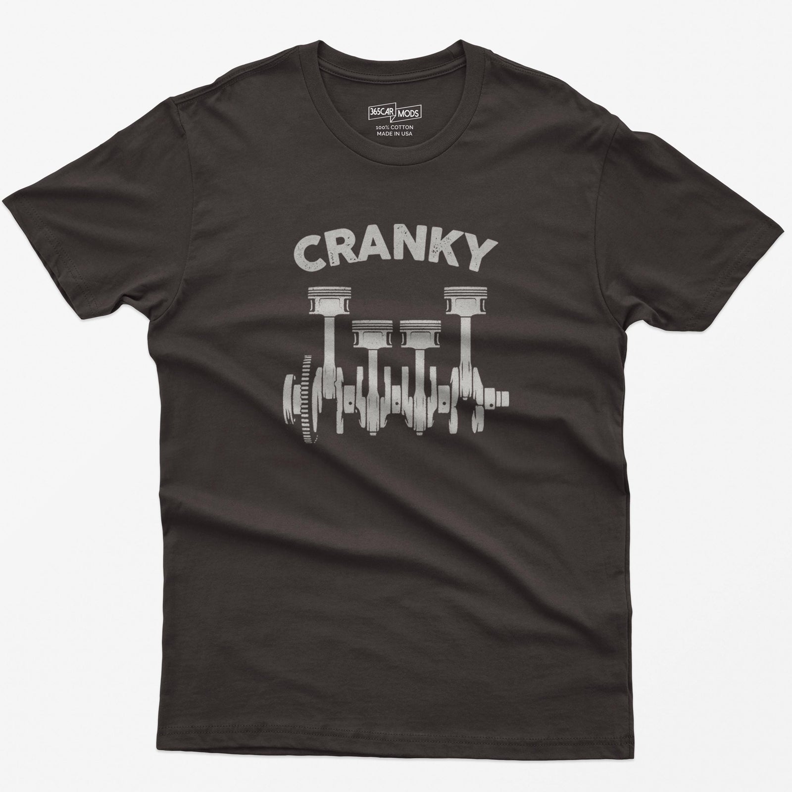 Cranky Minimalist Mechanic T-Shirt | Small Chest Print Crankshaft Tee
