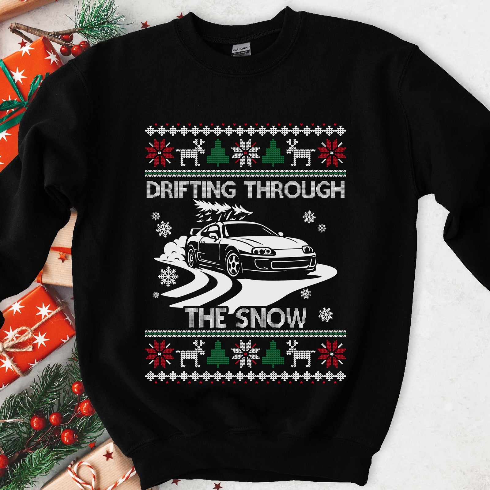 MKIV A80 Supra Christmas Drifting JDM Legend Crewneck Sweatshirt | Ugly Xmas Car Gift