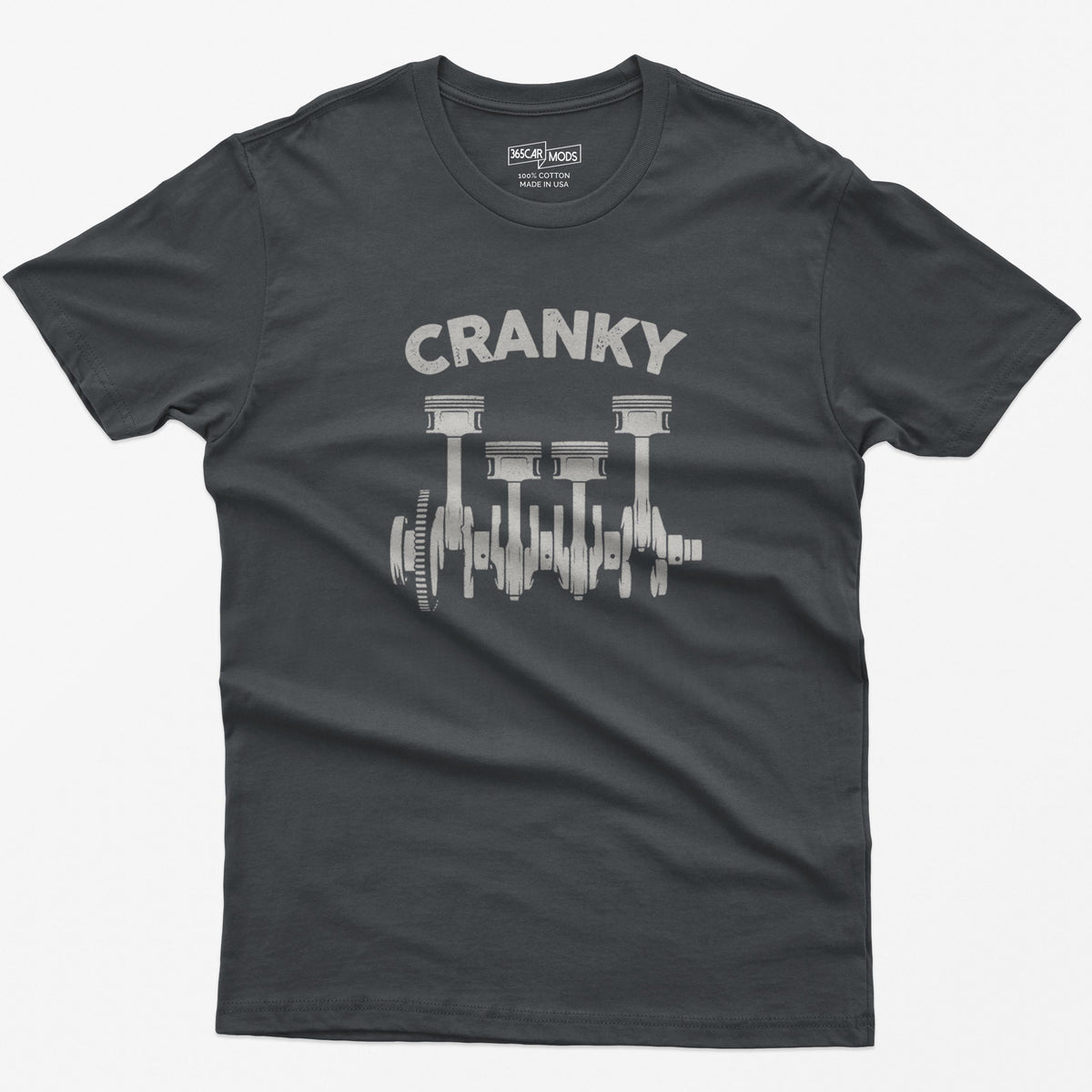 Cranky Minimalist Mechanic T-Shirt | Small Chest Print Crankshaft Tee