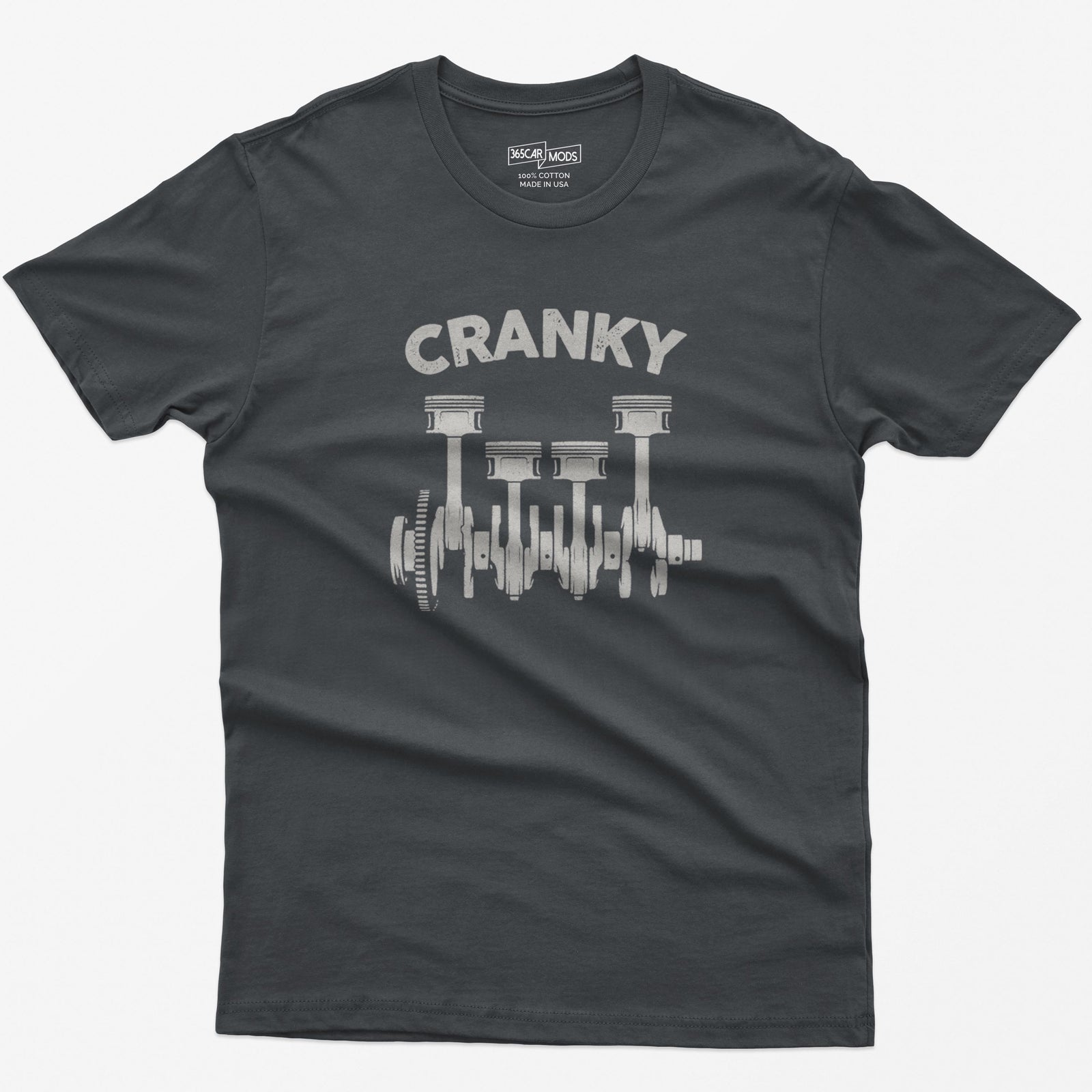 Cranky Minimalist Mechanic T-Shirt | Small Chest Print Crankshaft Tee