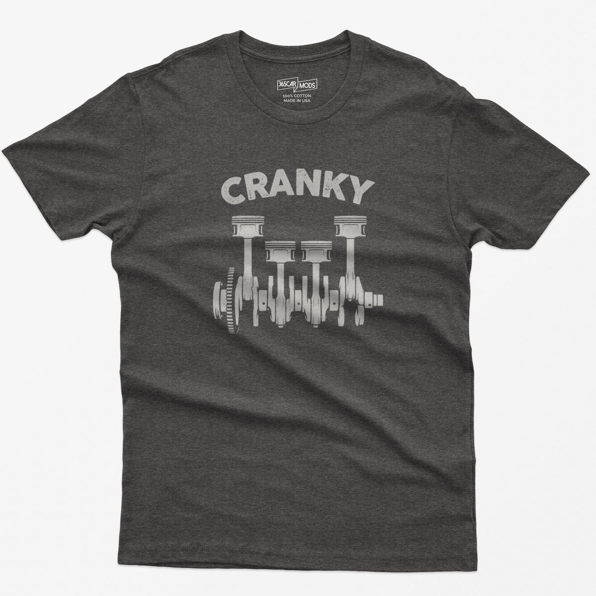 Cranky Minimalist Mechanic T-Shirt | Small Chest Print Crankshaft Tee