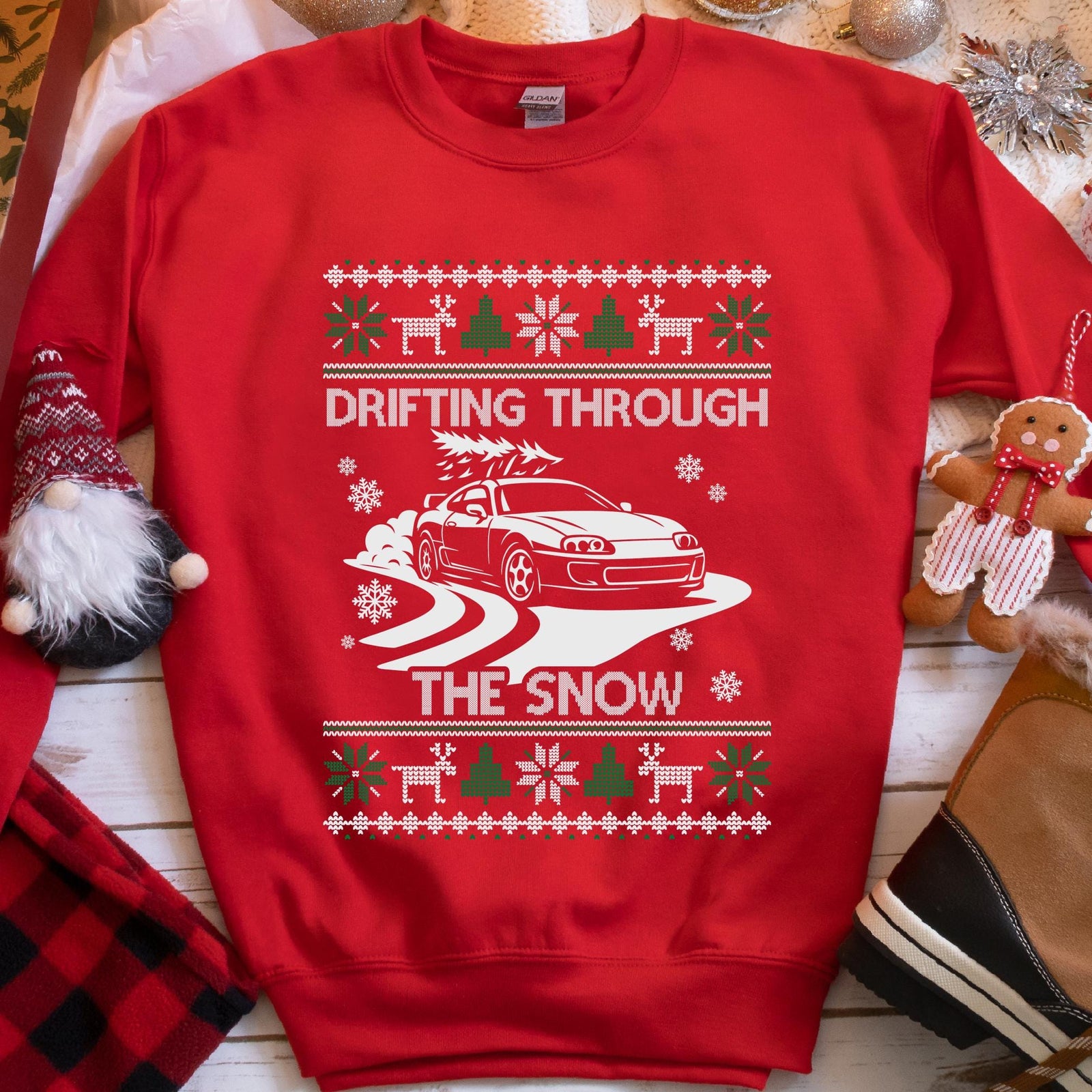 MKIV A80 Supra Christmas Drifting JDM Legend Crewneck Sweatshirt | Ugly Xmas Car Gift
