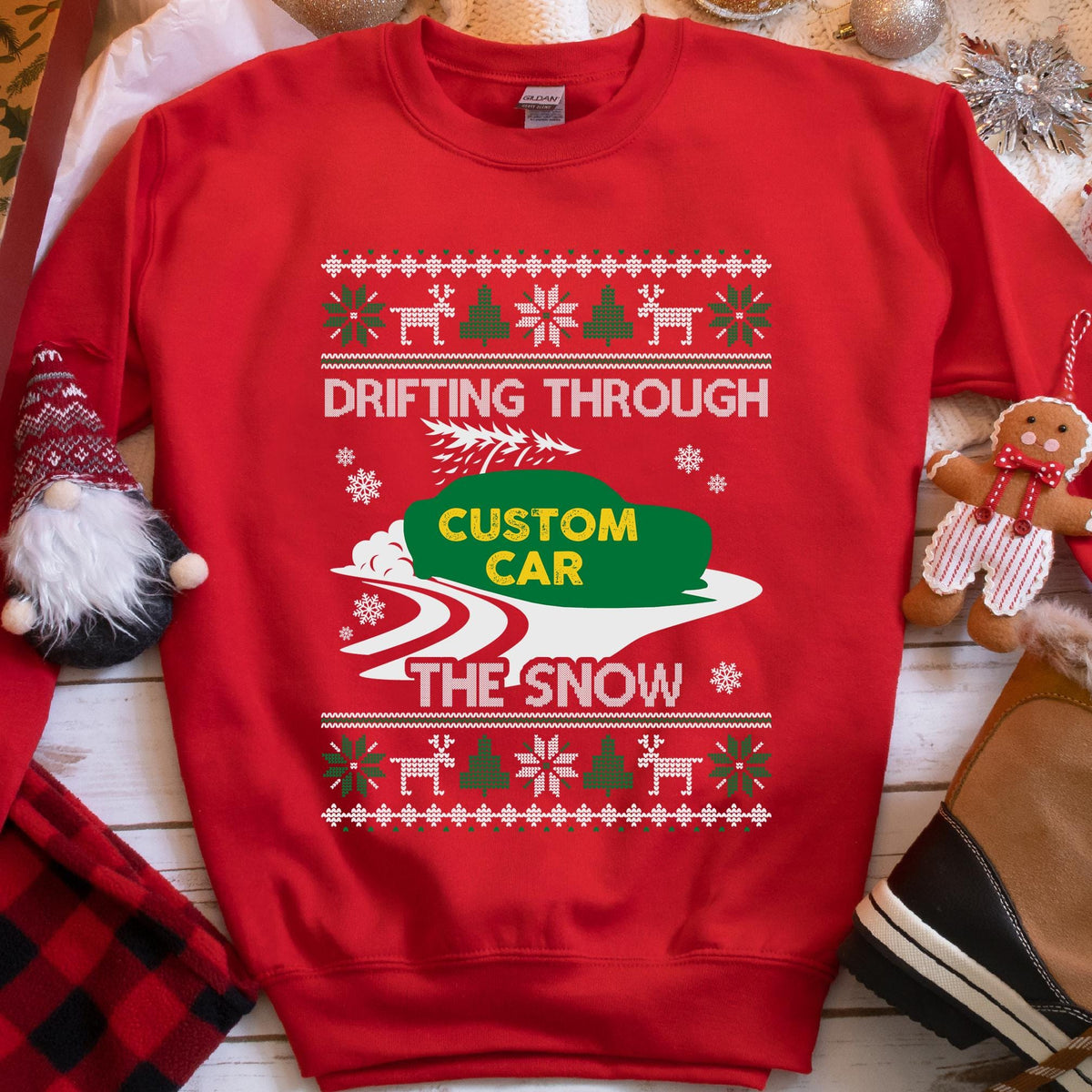 Drift Car Ugly Christmas Sweatshirt
